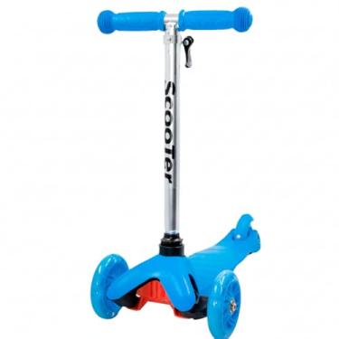 Imagem de Patinete Infantil 3 Rodinhas Azul Regulável com Luz de Led para Crianças até 40kg