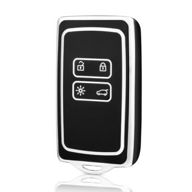 Imagem de Capa para chave inteligente de carro de TPU compatível com Renault Captur Koleos Kadjar Zoe Arkana Espace Clio Megane Grand Scenic Sandero Dacia cartão antipoeira (acessório de reposição, não OEM)