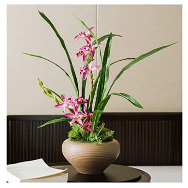 Imagem de Flores artificiais para decoração de orquídeas artificiais de seda artificial Phalaenopsis Orquídea para decoração de casa sala de estar