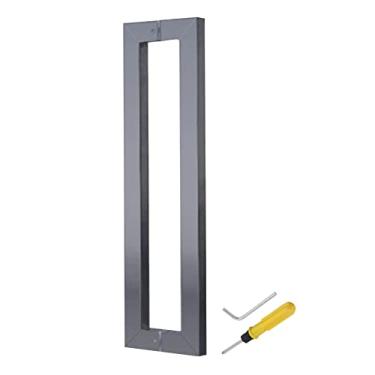 Imagem de FAFACAI Conjunto de puxadores de porta de aço inoxidável com puxador de porta, entrada de banheiro de celeiro frente e verso puxador de porta (preto fosco 60 cm/24 polegadas) (cinza 80 cm)