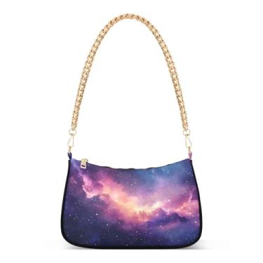 Imagem de CEBUGI Bolsas transversais femininas bolsa de ombro céu estrelado bolsa clutch elegante com alça de corrente