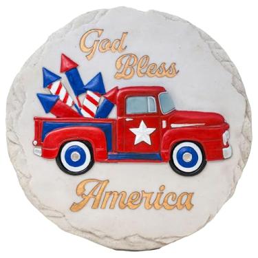 Imagem de Spoontiques God Bless America - Pedra decorativa de jardim para quintal, pátio, jardim ou passarela - Decoração de casa externa ou interna