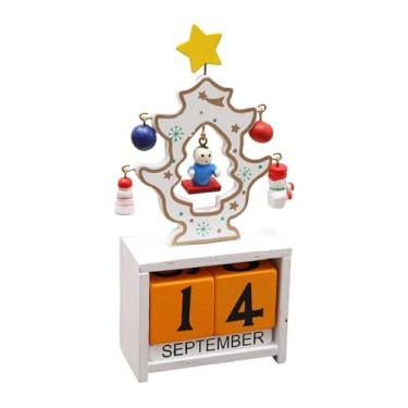 Imagem de Vaveren Calendário do Advento de Madeira com Contagem Regressiva para o Natal, Calendário Perpétuo de Natal Criativo com Blocos Numéricos para Quarto, Style C