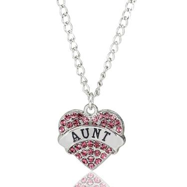 Imagem de Colar Aunt com pingente de coração de strass para presentes de tia, sobrinho e tia, presentes, One Size, Aço inoxidável, Sem Pedra Preciosa