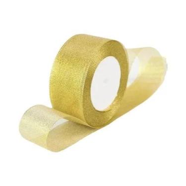 Imagem de Fita Metálica Dourada E Prateada Com Glitter, Rolo De 25 Jardas Para V