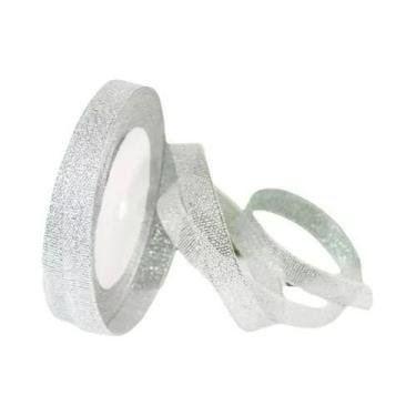 Imagem de Fita Metálica Dourada E Prateada Com Glitter, Rolo De 25 Jardas Para V