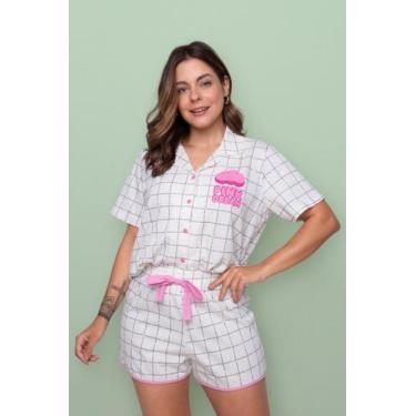Imagem de Pijama Americano Algodão Curto Xadrez Off - Pink Dream, G1
