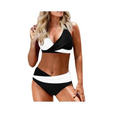 Imagem de Biquini Vintage Halter com Cintura Alta - Push Up - Conjunto para Mulh