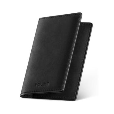 Imagem de Porta-cartões de visita VULKIT Genuine Leather Slim Black