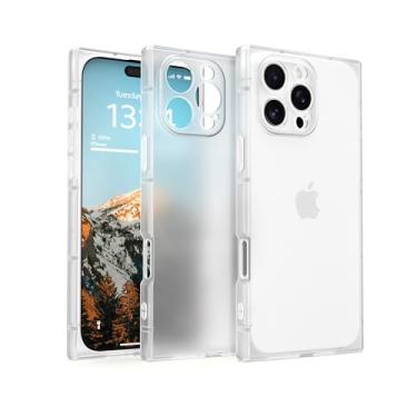 Imagem de IAIYOXI Capa retangular fosca para iPhone 6,2 polegadas, proteção total da câmera e cantos reforçados com almofada de TPU, capa transparente fina à prova de choque para mulheres e meninas