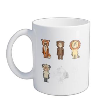 Imagem de Caneca Xícara de Café Porcelana 300ml Com Desenho Infantil De Animais