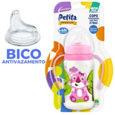 Imagem de Copo Petita Cristal Bico de Silicone com Alça 270ml Antivazamento  Men
