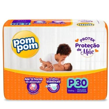 Imagem de Fralda Pom Pom Protek Proteção de Mãe Jumbo  Tamanho P 30 Unidades