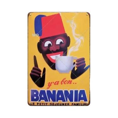 Imagem de Placa De Metal Retro De Bebida Quente BANANIA Estilo Rústico Shabby Ch