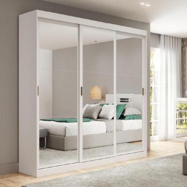 Imagem de Guarda Roupa Casal 3 Portas 4 Gav Espelho Branco Carraro - MÓVEIS CARR