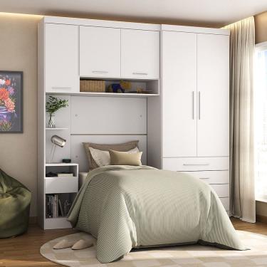 Imagem de Quarto Modulado Solteiro com Guarda-roupas Maleiro e Cabeceira Alpes Master Luciane Moveis