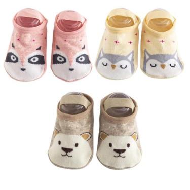 Imagem de Kit 3 Meias Sapatilhas Antiderrapante Pietra Baby Infantil Unissex Alg