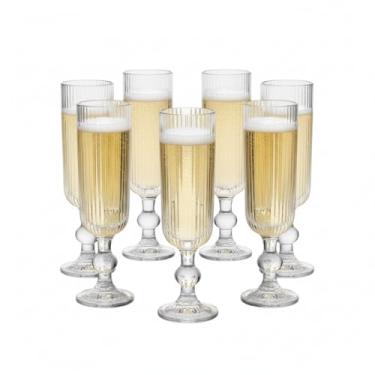 Imagem de Conjunto 6 Taças de Champanhe 170ml Nordic Canelado – Jogo em Vidro para Espumante
