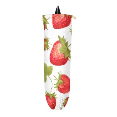 Imagem de Bolsa de morangos para sacolas plásticas, suporte de sacola de compras, organizador de armazenamento de plástico de cozinha
