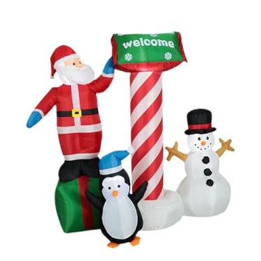 Imagem de UGPLM Decoração de Natal inflável com Papai Noel, enfeite inflável engraçado com pinguim e boneco de neve para jardim interno, feriado de Natal e gramado