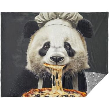 Imagem de Um panda personalizado vestindo um avental e chapéu de chef, cobertores de sofá para cama ao ar livre, cobertores de sofá para mulheres e homens, cobertor grande floral 177,8 cm x 139,7 cm