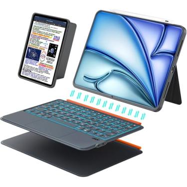 Imagem de para iPad (A16) 11ª/10ª Geração Capa Flex com Teclado, Teclado Magnético Desmontável Ultra-Leve para iPad 10.9", Case Keyboard Adjustable Stand Backlit Keys with Touchpad (Cinza)