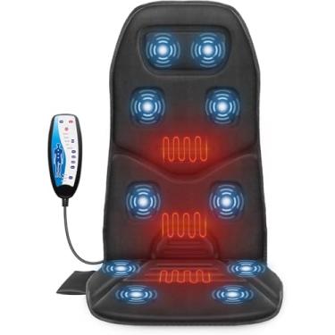 Imagem de Comfier Almofada de assento de massagem com calor - 10 motores de vibração, massageador traseiro para cadeira, almofada de cadeira de massagem para costas presentes ideais para mulheres, homens (renovação)