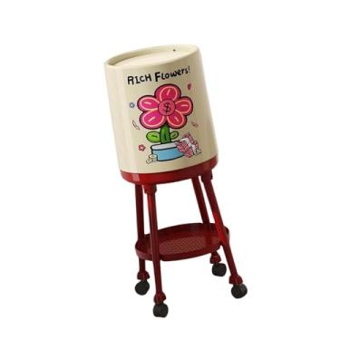 Imagem de Llazsybz Lixeira Alta com Rodas, Lixeira para Sala de Estar, Flor, Tamanho real