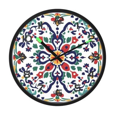 Imagem de CEBUGI Relógio de parede com luz noturna de 30,5 cm, que brilha no escuro, com sensor de voz, padrão mexicano, funciona a bateria para decoração de quarto e sala de estar