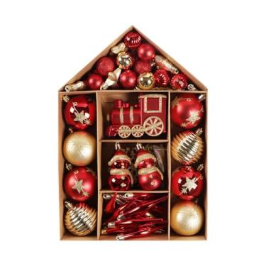 Imagem de Nishiyuenyi Conjunto de 70 Bolas de Natal para Decoração de Festas E Eventos Especiais, Incluindo Bolas Decorativas para árvore de Natal, Vermelho Dourado, Tamanho real