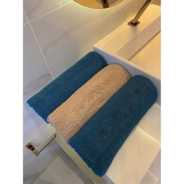 Imagem de Jogo 3 Toalhas de Banho Gigante 100% Algodão Alta Absorção Felpuda Grossa Macia Super Luxo(Petróleo, Champanhe e Petróleo)