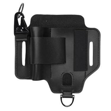 Imagem de Bainha multiferramenta de couro multifuncional portátil bolsa de ferramentas organizador para atividades ao ar livre de acampamento (Preta)