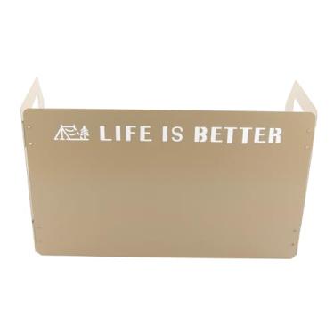 Imagem de Cryfokt Bloqueador de de Metal Portátil Eficiente para Fogão de Acampamento para Cozinhar Piquenique Ao Ar Livre (Cáqui Tri Dobrado)