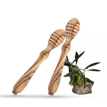 Imagem de Molho de mel de madeira de oliveira, pacote com 2 colheres de mel de 15 cm, palitos de mel perfeitos para chuvisco, uso na cozinha, presentes de Natal e lembrancinhas de festa de casamento