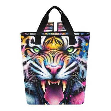 Imagem de Mochila térmica Graffiti Selva Tigre Splash com isolamento à prova d'água 36 latas lancheira para trabalho 13,8 x 5,9 x 16,5 cm