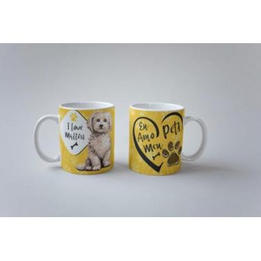 Imagem de Caneca Eu Amo Meu Pet Maltês I Love Pet Porcelana 325ml (Maltês 04)