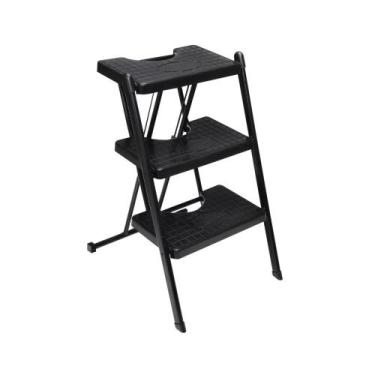 Imagem de Escada de Alcance Dobrável 3 Degraus Preta 120kg Anodilar AND.