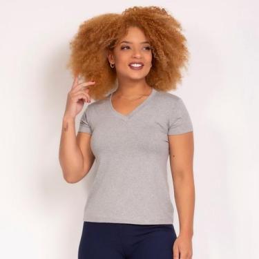 Imagem de Baby look feminina plus size de viscolycra - Pavin, Cinza mescla, M