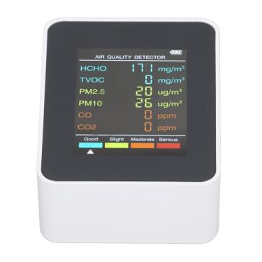 Imagem de Cosiki Monitor de Qualidade do Ar Portátil, Carregamento Usb, Tela Lcd, Co2, Tvoc, Hcho, Pm2.5, Pm10, Detector para Testes de Qualidade do Ar Interno (Branco)