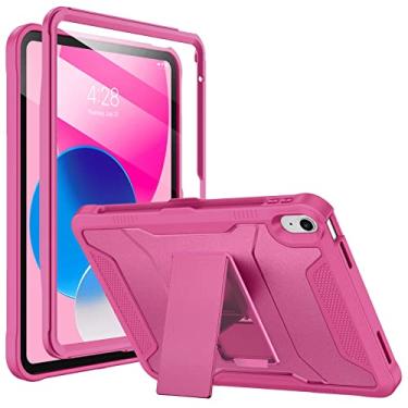 Imagem de Capa Soke para iPad (A16) 11ª geração, 11 polegadas, 2025, iPad 10ª geração, 10,9 polegadas, 2022, com protetor de tela integrado e suporte, capa protetora robusta para todo o corpo - rosa choque