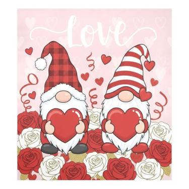 Imagem de Blueangle Valentine Gnomos Capa de ímã de lava-louças, decoração de capa frontal de lava-louças, adesivos de eletrodomésticos, adesivos de eletrodomésticos, adesivo magnético decorativo de 58,4 cm C x