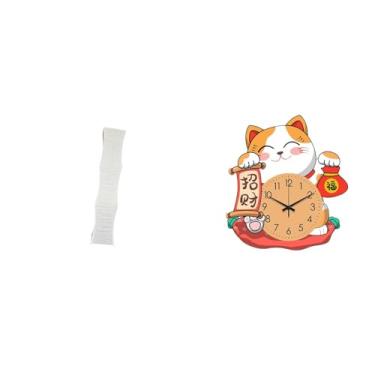 Imagem de Whtkoph Abajur de Chão para Sala de Estar com Relógio de Parede em Forma de Gato, Silencioso (sem Ruído), Ideal para Decorar Quarto Infantil.