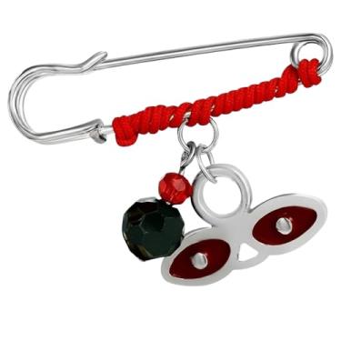 Imagem de Broche Lucy com proteção de azabache e olho turco - Berloque de esmalte vermelho para bebês, bebês e crianças pequenas - alfinete de segurança, pulseira San Benito, alfinetes de máquina, 6 cm