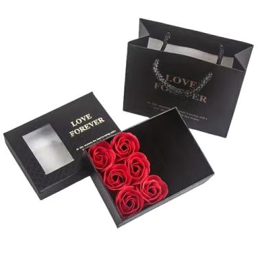 Imagem de Caixa de presente preta para presente de Dia dos Namorados Caixa de joias rosa (colar não incluído)