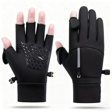 Imagem de Luvas de tela sensível ao toque ao ar livre para homens e mulheres, luvas antiderrapantes à prova de vento com bolso com zíper, adequadas para ciclismo, caminhada, corrida e atividades em clima frio