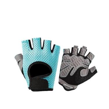 Imagem de 1 par de luvas antiderrapantes de meio dedo para exercícios respiráveis para homens e mulheres, musculação, academia, treino, ciclismo, tamanho G