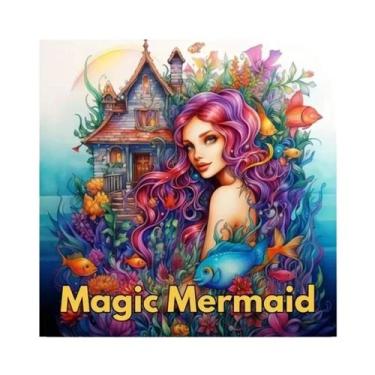 Imagem de Livro De Colorir Adulto Sereia Mágica 28 Páginas Redução De Estresse C