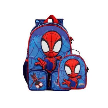 Imagem de Kit Mochila Escolar e Lancheira Térmica Infantil Masculina Spidey Baby