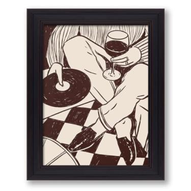 Imagem de Arte de parede emoldurada vintage vintage vintage vinil disco pôsteres 20.3x25.4 cm moderno 90s impressão em tela aquarela abstrato bar carrinho decoração para sala de música, bar, quarto, dormitório