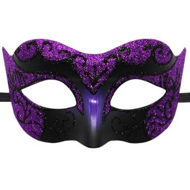Imagem de HGJST Masquerade Mask for Men, Halloween Venetian Adult Masquerade Masks, Mardi Gras Mask,Fit for Men Women Glitter Purple